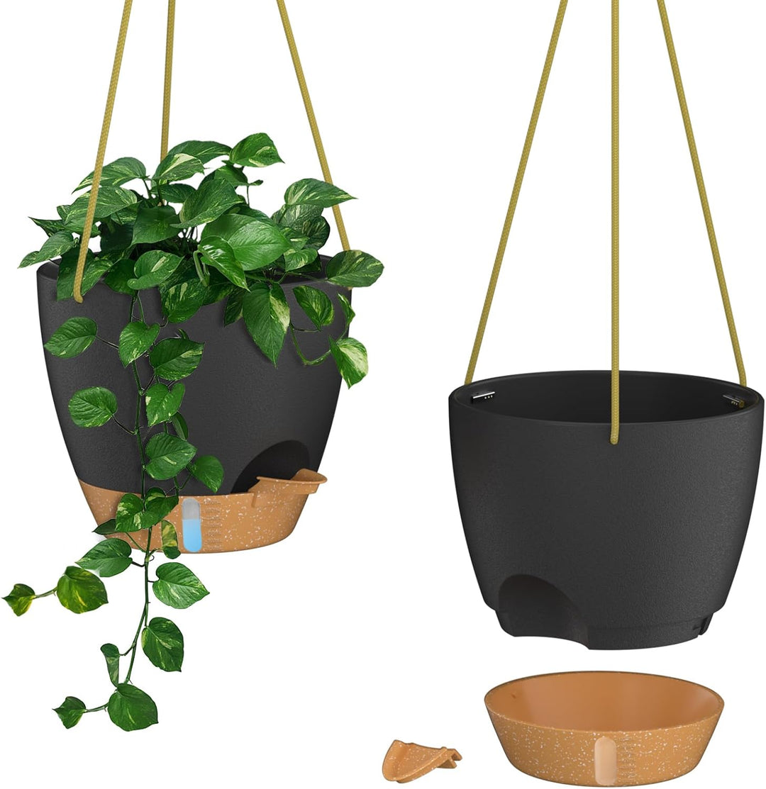 ZMTECH 20 cm Blumenampel 2-Teilig, Blumentopf Hängend Hängeampel, Deko Für Innen Aussen Zimmer, Deck