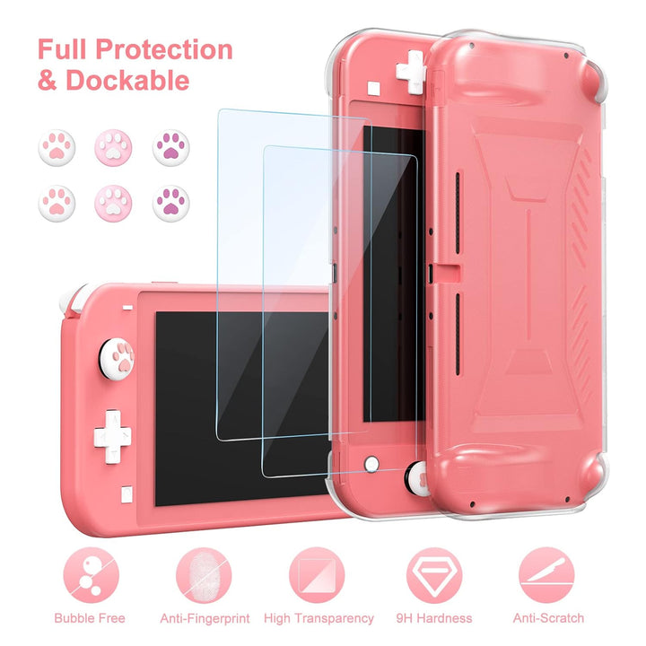 innoAura Zubehör-Halterung für NS Switch Lite 17 in 1 mit Tragetasche, Spielhülle, Bildschirmschutz