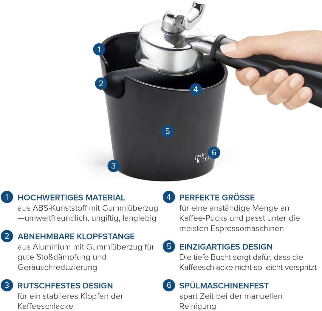 Joeji's Kitchen Abklopfbehälter Klopfbox für Siebträger Zubehör Maschinen Espresso - Knock Box Absch