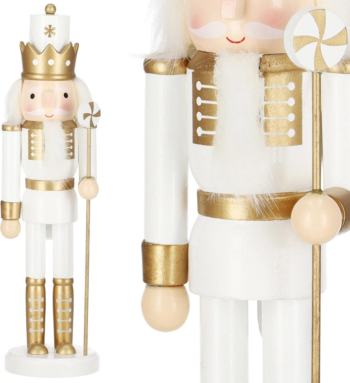 SPRINGOS Dekofigur Nussknacker Figur aus Holz König mit Zepter 30,5 cm Weihnachtsdekoration Holzfigu