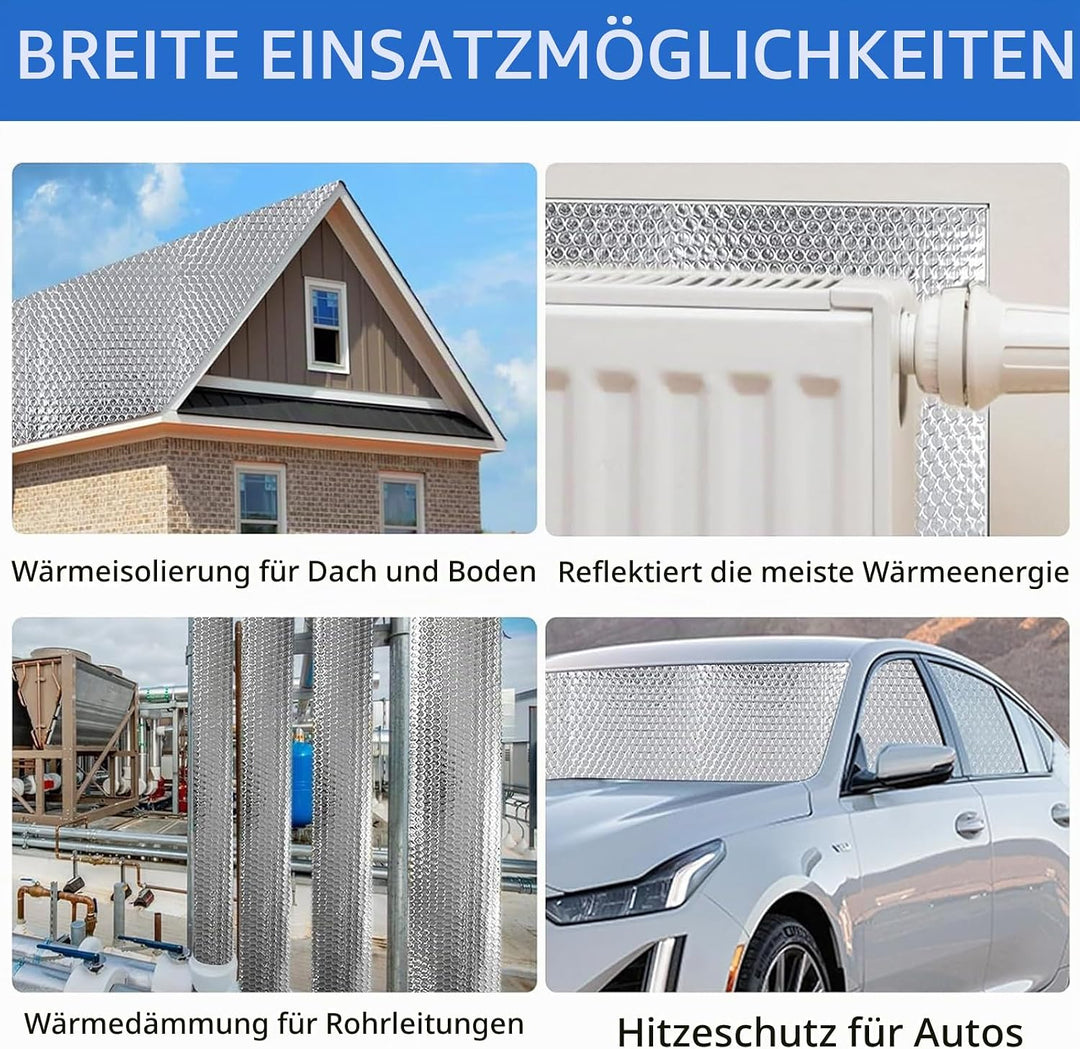Heizkörper Reflexionsfolie Heizung,Isoliermatte Heizung 5m x 0.6m x 3mm,Doppelte Alu-Luftpolsterfoli