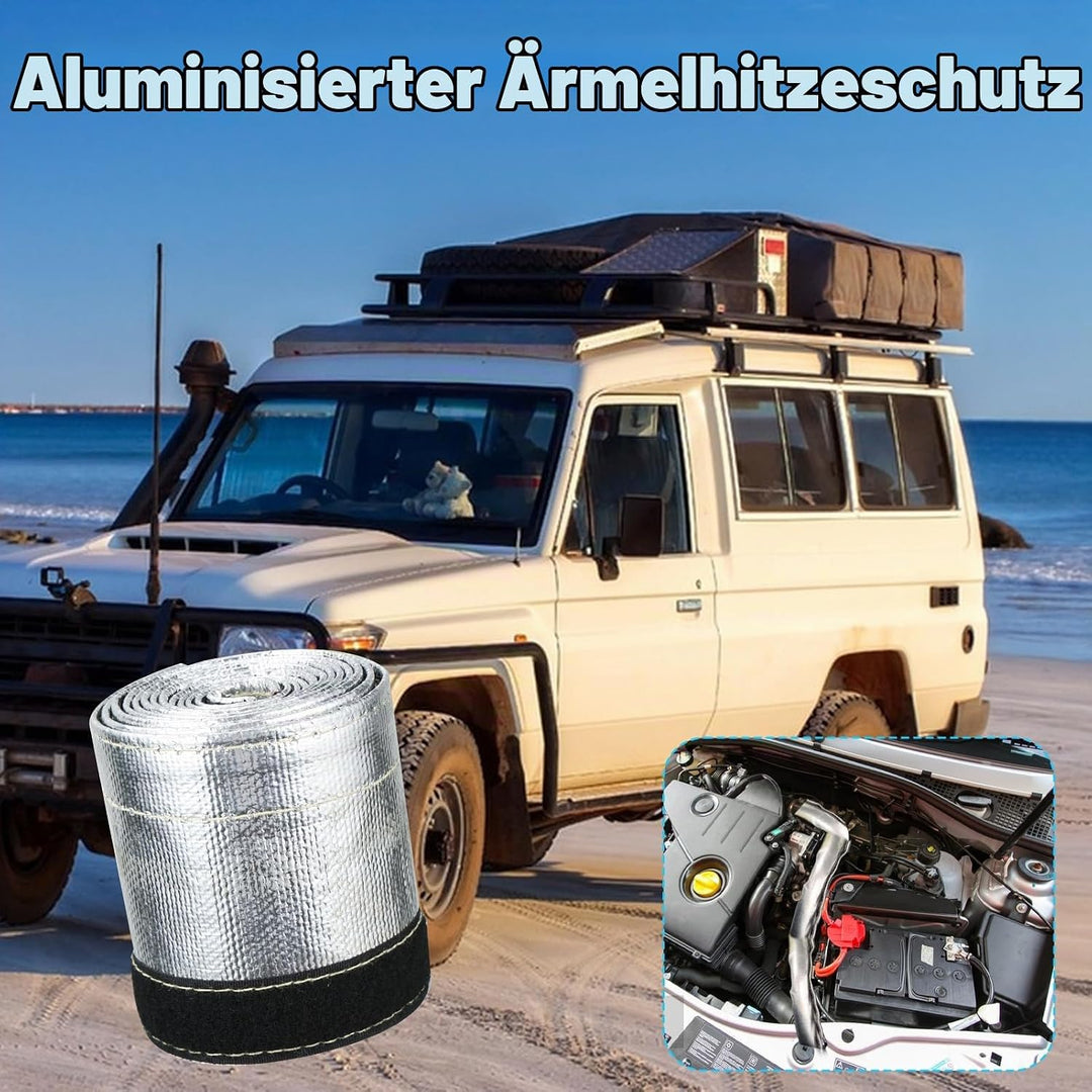 2 M Hitzeschut Zhülle für Kfz-Schläuche,Metall Hitzeschutz Hitzeblech Kabelschutz mit Klettverschlus
