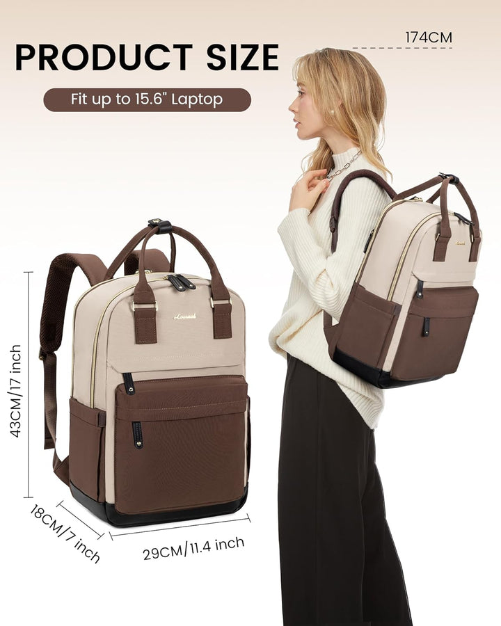 LOVEVOOK Arbeitstasche Reiserucksack Damen, 15,6 Zoll Laptop Backpack Women Wasserdicht, Schulrucksa