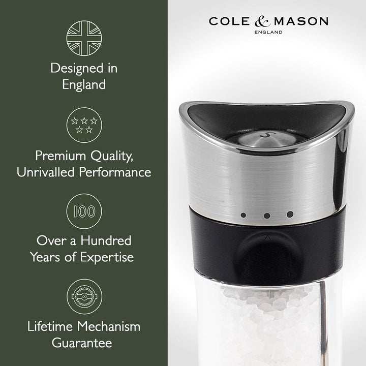 Cole & Mason H306592P Horsham Salzmühle, Chrom, Acryl, 154mm, Classic Inverta, Keramikmahlwerk, Enth