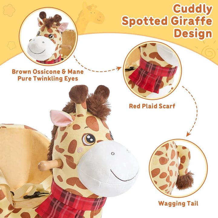 FUNLIO Giraffen-Baby-Schaukelpferd für Kleinkinder von 6 Monaten bis 3 Jahren, Plüschtier zum Aufsit