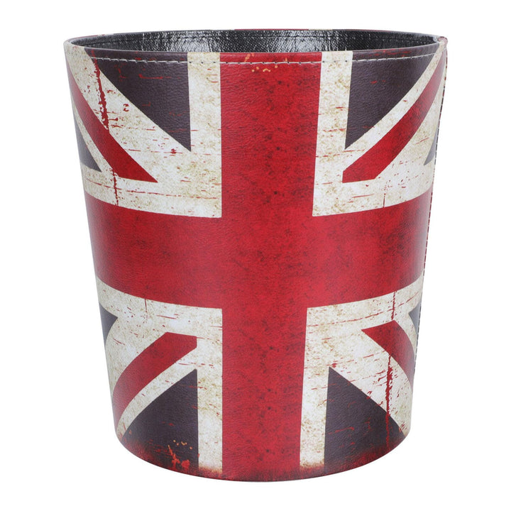 TOPBATHY PU Leder Abfallkorb Haushalt Antik England Muster Mülleimer ohne Deckel Papierbehälter für