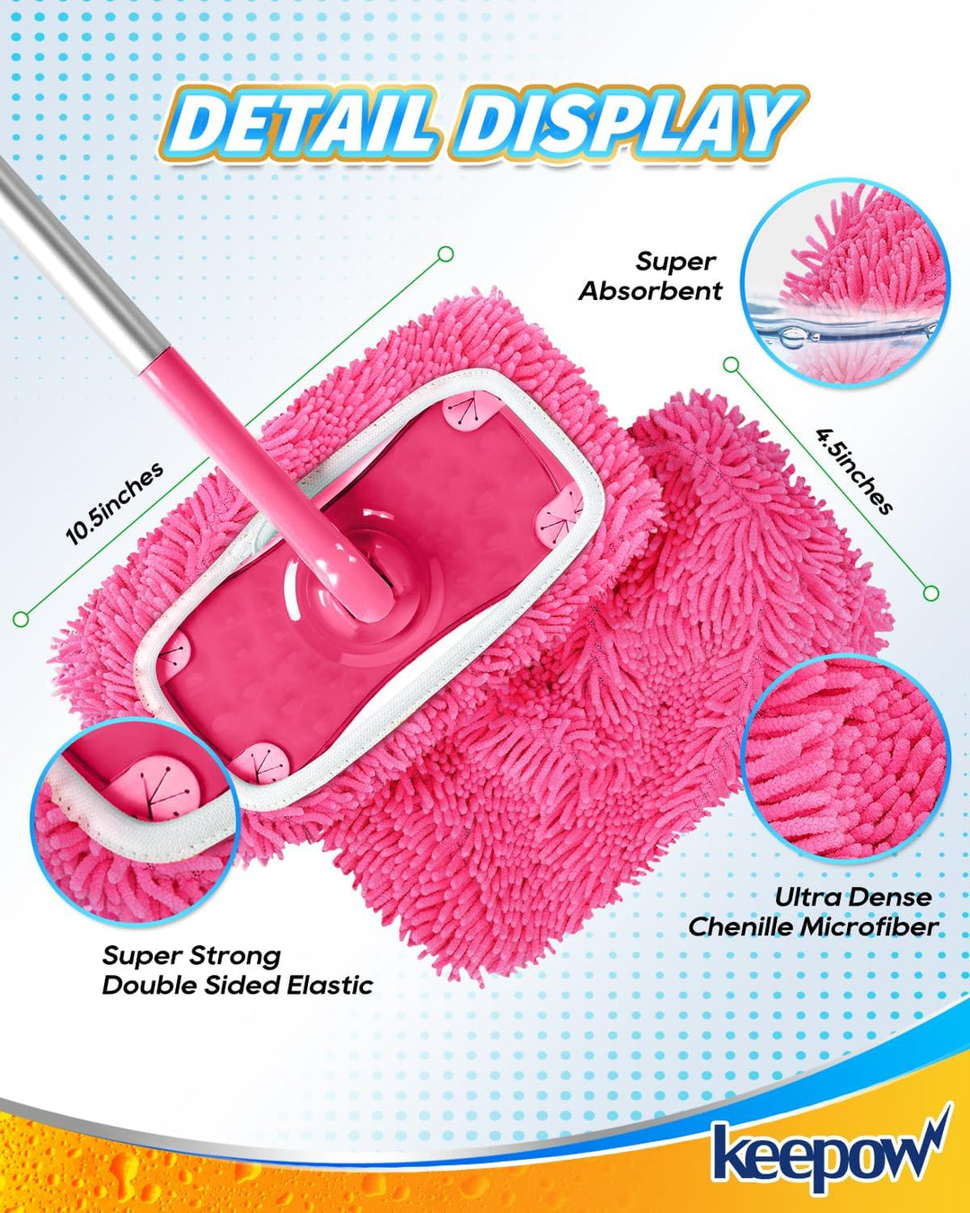 KEEPOW 6 Wiederverwendbare Mikrofaser für Swiffer Bodenwischer Pink, Waschbar & Fusselfrei für Swiff