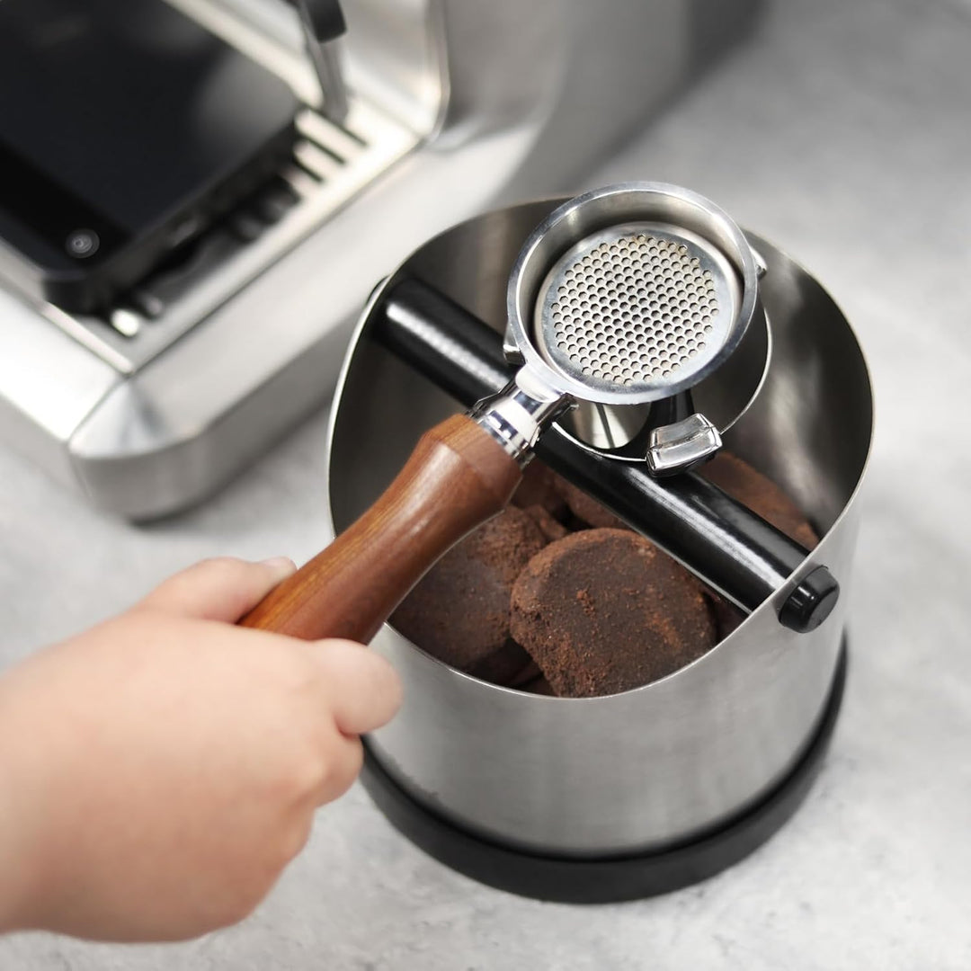 NOTSEK Abklopfbehälter für Siebträger, 1.2L Gross Edelstahl Espresso Knock Box, Kaffeesatz Abschlagb