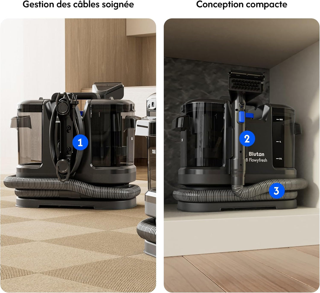 B Flowyfresh Waschsauger, Polsterreiniger-Gerät für Sofa,Teppich,Polstermöbel,Fenster,Auto. Nass-Tro