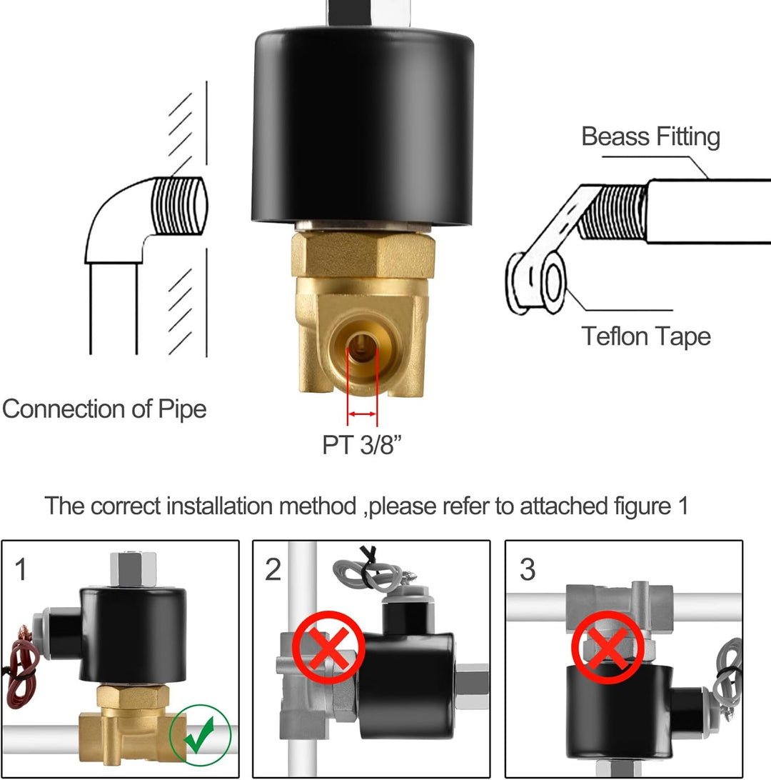 Heschen Elektrisches Magnetventil aus Messing, 2W-040-10K, PT3/8'', DC24V, Direktbetätigung für Wass