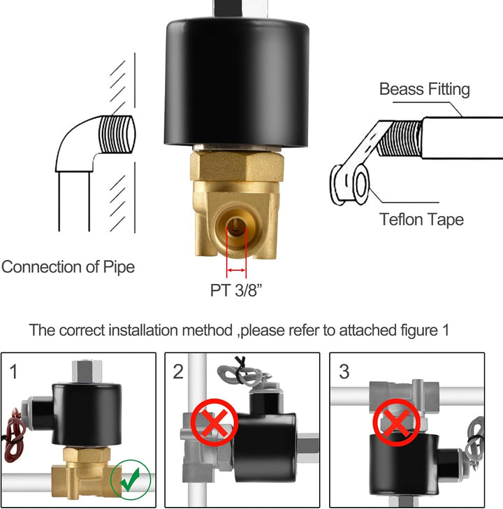 Heschen Elektrisches Magnetventil aus Messing, 2W-040-10K, PT3/8'', DC24V, Direktbetätigung für Wass