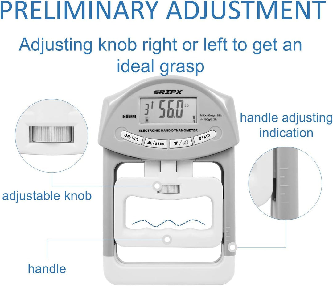 GRIPX Digitaler Handdynamometer Griffstärke-Messgerät Automatische Erfassung der elektronischen Grif