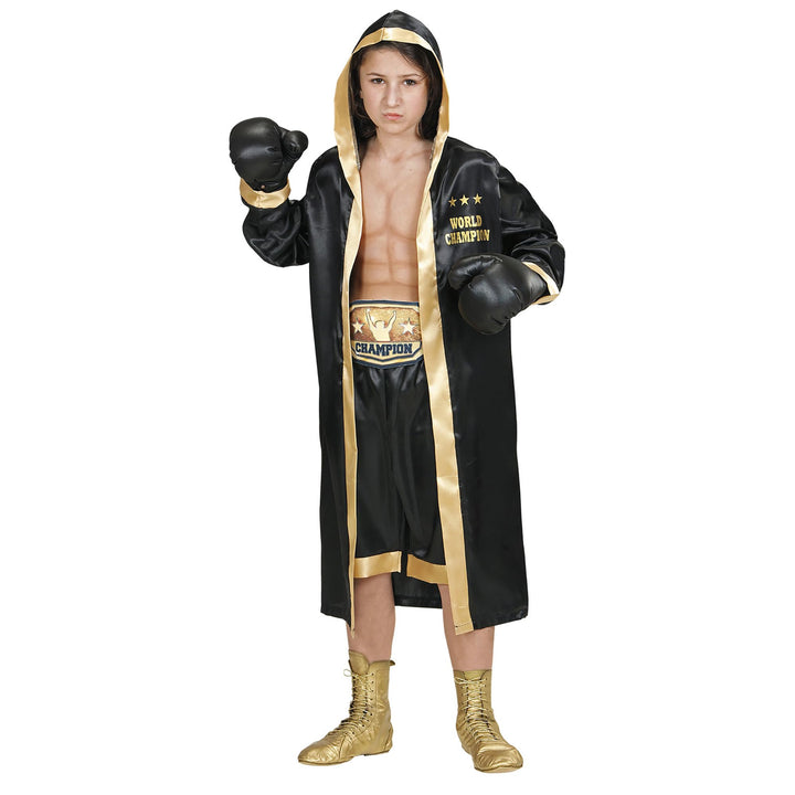 "WORLD BOXING CHAMPION" (hooded robe, shorts, belt, boxing gloves) - (164 cm / 14-16 Years), 164