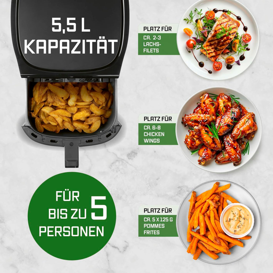 GOURMETmaxx AirGenius Heissluftfritteuse - 5,5 L Airfryer | Fritteuse mit 7 Programmen | Minibackofe