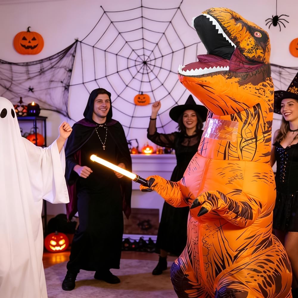 Aufblasbares Dinosaurier-Kostüm für Erwachsene, T-Rex- und Jurassic-Kostüm, lustiges Halloween-Party