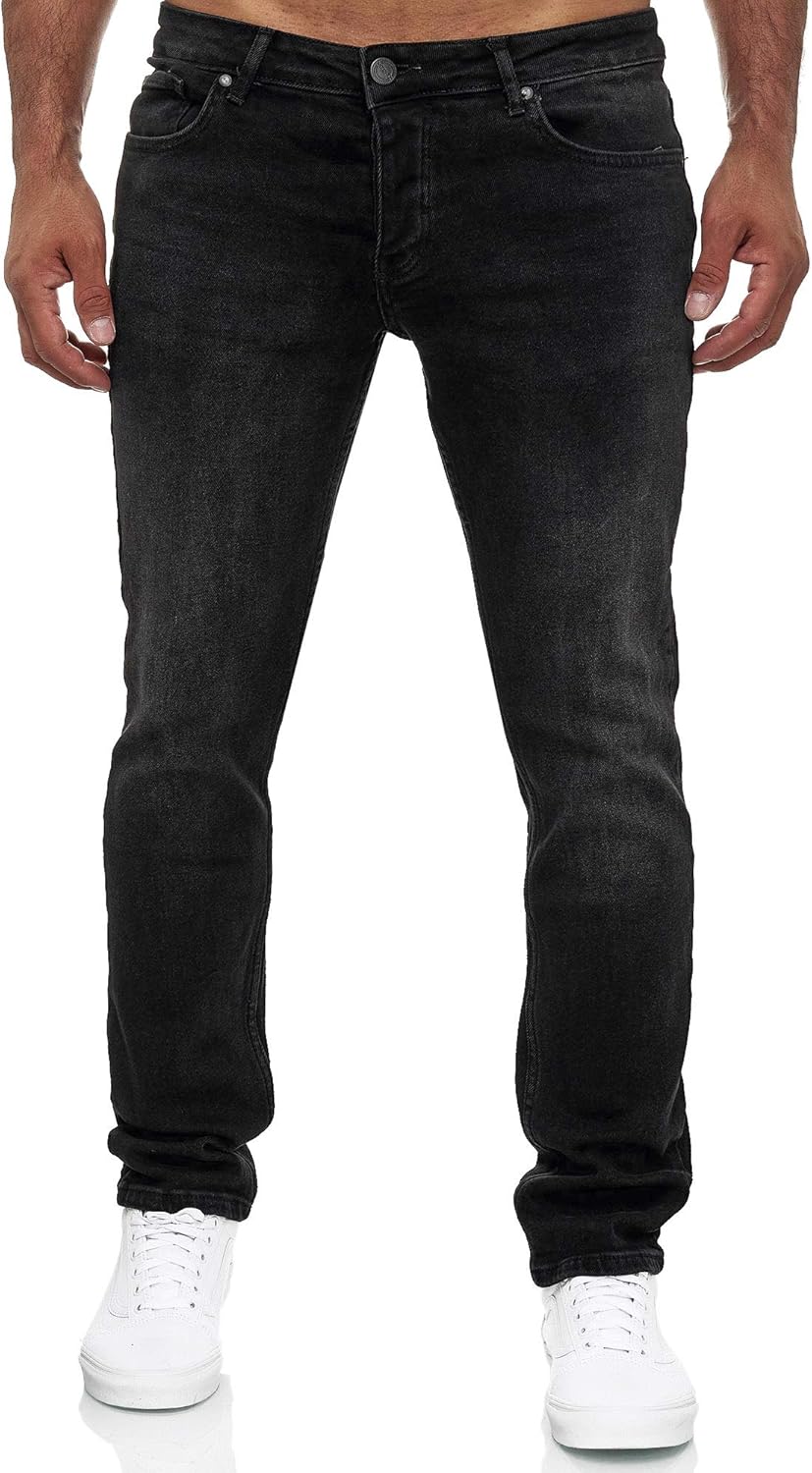 MERISH Jeans Herren Destroyed Hose Jeanshose Slim Fit Männer Denim 2081-1001 31W / 30L 502-3 Schwarz