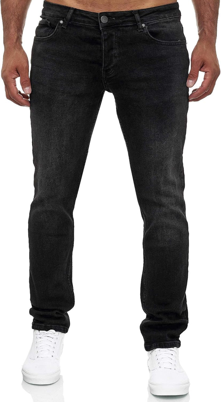 MERISH Jeans Herren Destroyed Hose Jeanshose Slim Fit Männer Denim 2081-1001 31W / 30L 502-3 Schwarz
