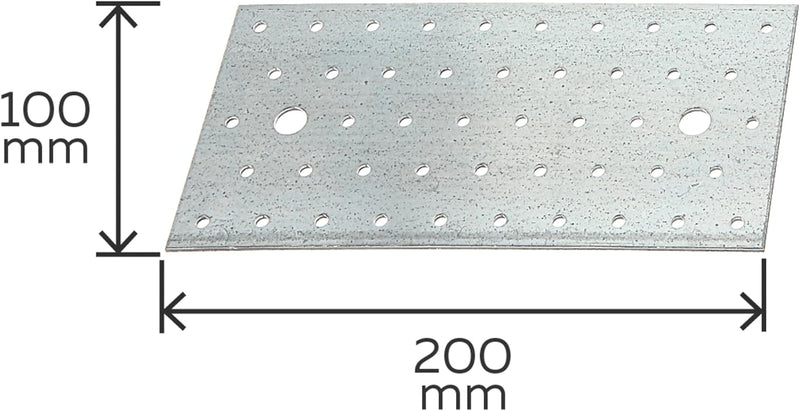Alberts 847272 Lastrina di giunzione multiforo | zincata con procedimento Sendzimir | 200 x 100 mm |