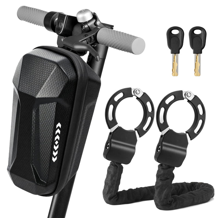 E Scooter Tasche mit Schloss, E Scooter Schloss mit Tasche 2L, 7mm Handschellenschloss für Roller, B