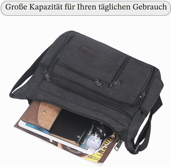 Wasserdicht Canvas Crossbody Tasche Umhängetasche Satchel Schulter Sling Arbeitstasche Bookbag für M