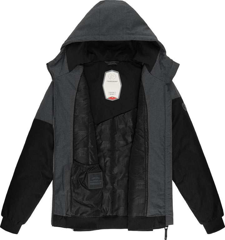 Ragwear Herren warme Winterjacke kurz mit Verstellbarer Kapuze Wings S-3XL 3XL Schwarz, 3XL Schwarz