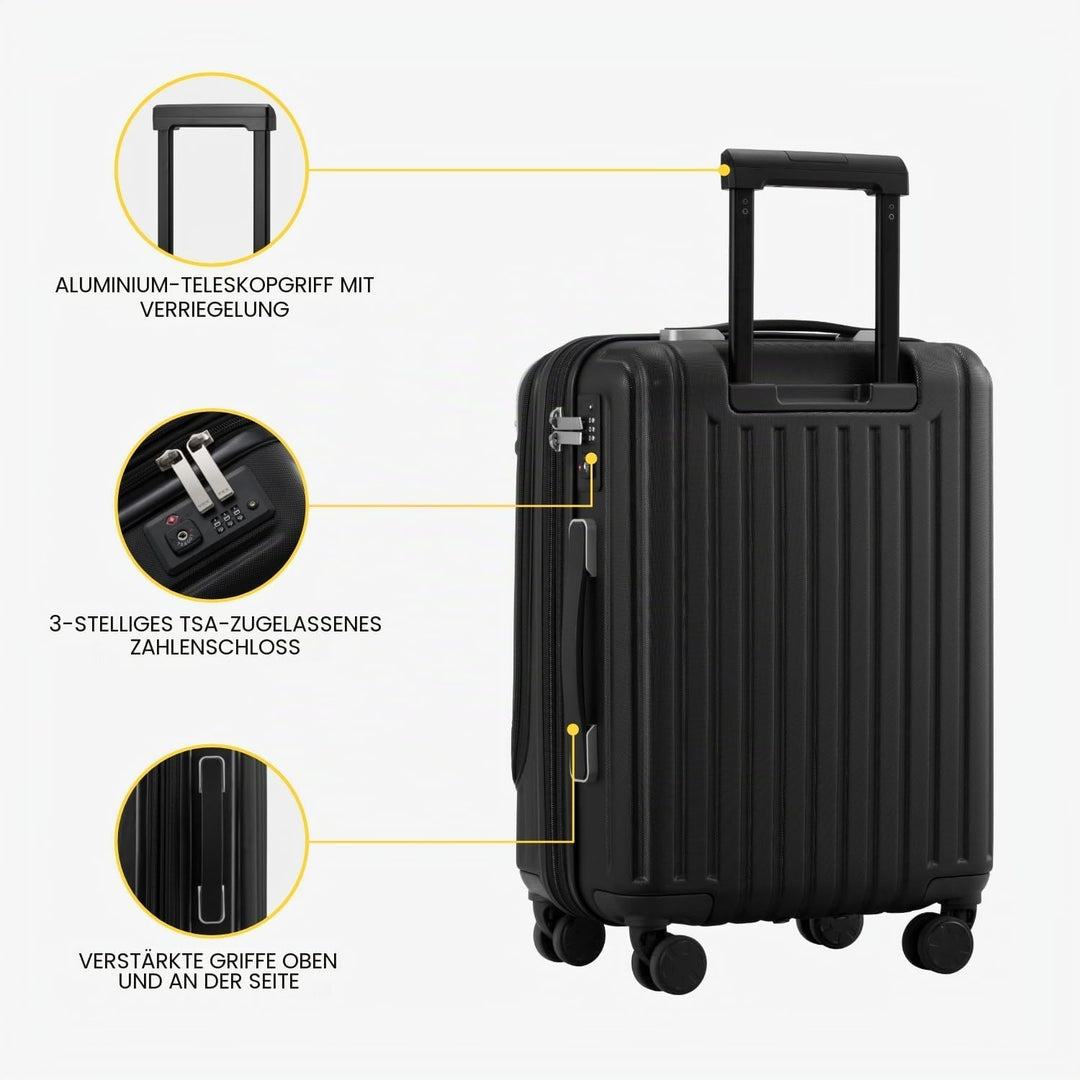 LEVEL8 Koffer Trolleys Leicht ABS+ PC Handgepäck Hartschalen-Koffer Trolley Rollkoffer Reisekoffer E