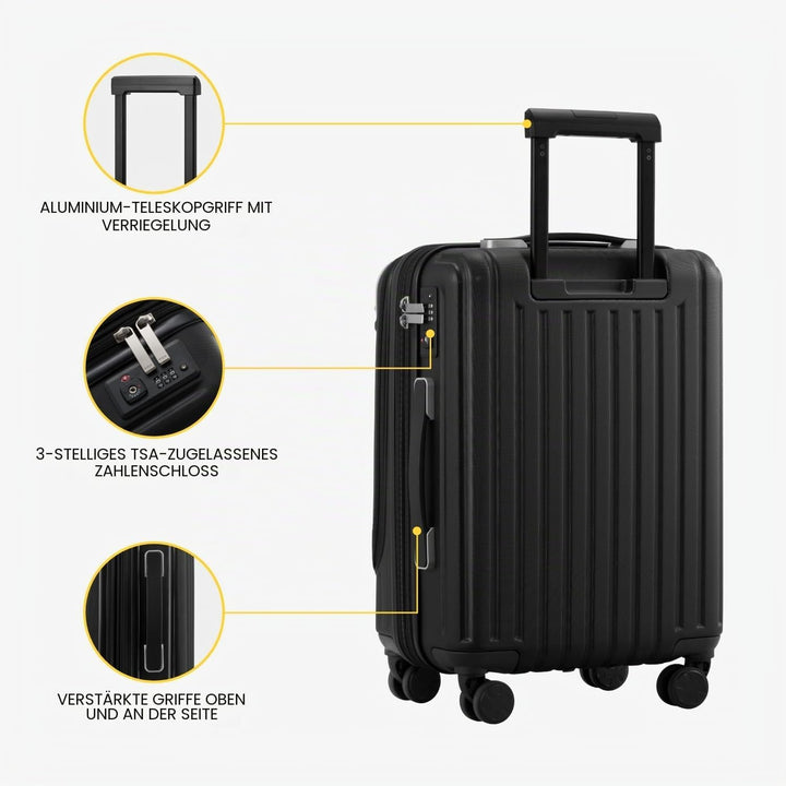 LEVEL8 Koffer Trolleys Leicht ABS+ PC Handgepäck Hartschalen-Koffer Trolley Rollkoffer Reisekoffer E