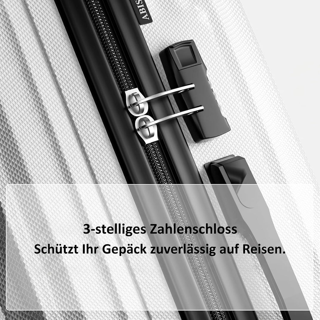 Voyager Reisekoffer L aus ABS, 360°-Doppelrollen, Silber | Ca. 100 L Volumen, viel Stauraum, Zahlens