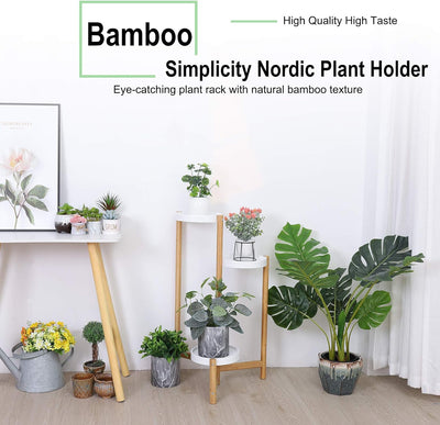 unho Blumentreppe, 3 Ebenen Blumenständer, ecke Pflanzentreppe aus Bambus für Indoor Outdoor Balkon