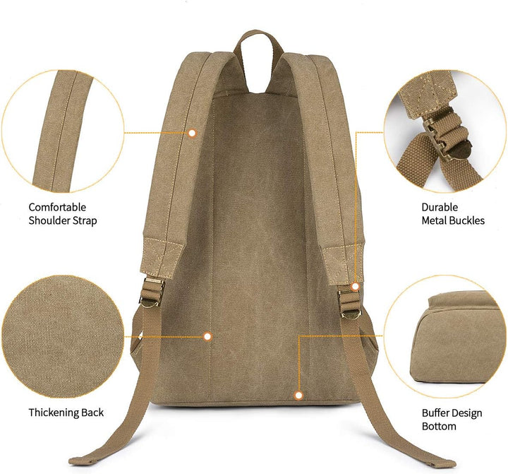 seemeroad Canvas Vintage Rucksack Ultraleichter und Lässiger Rucksäcke Laptop Daypack Schulrucksack