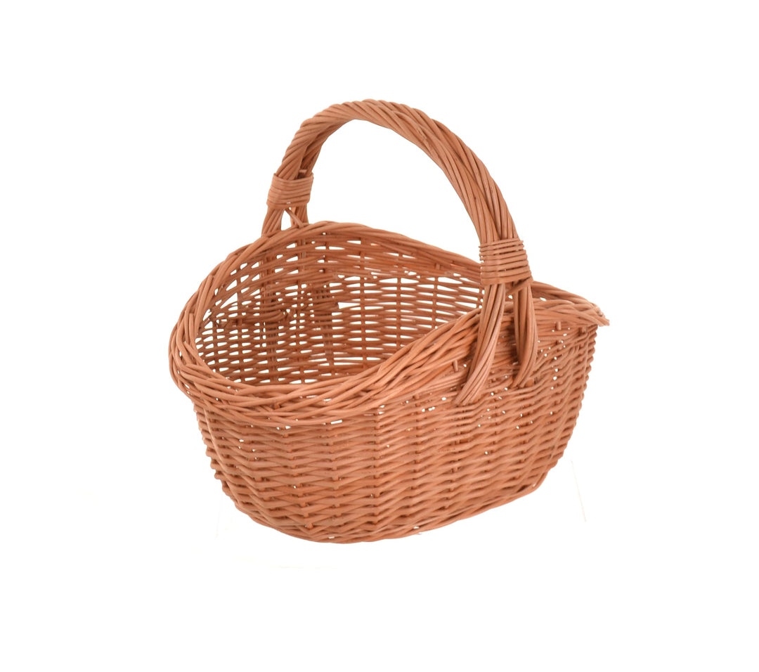 Geschenkkorb S mit Henkel, Weidenkorb Geflochten Natur, Präsentkorb für Geschenke und Ostern, 34 x 2
