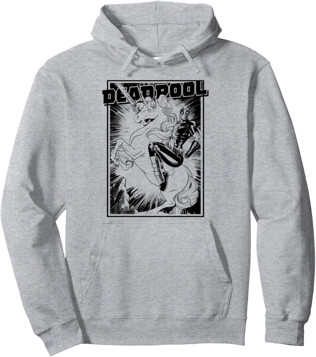 Marvel Deadpool Transparent Comic Unicorn Mount Pullover Hoodie