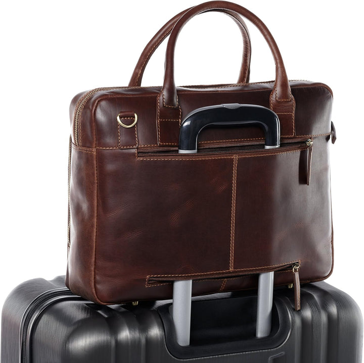 SID &amp; VAIN grosse Laptoptasche echt Leder - 15.4 Zoll Laptop Business-Tasche RYAN XL - Umhängetasche