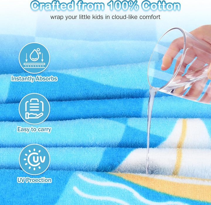 Kato Tirrinia 100% Baumwolle Badeponcho Strandtuch 90-120cm Kinder, Absorbierender Bademantel Badeha