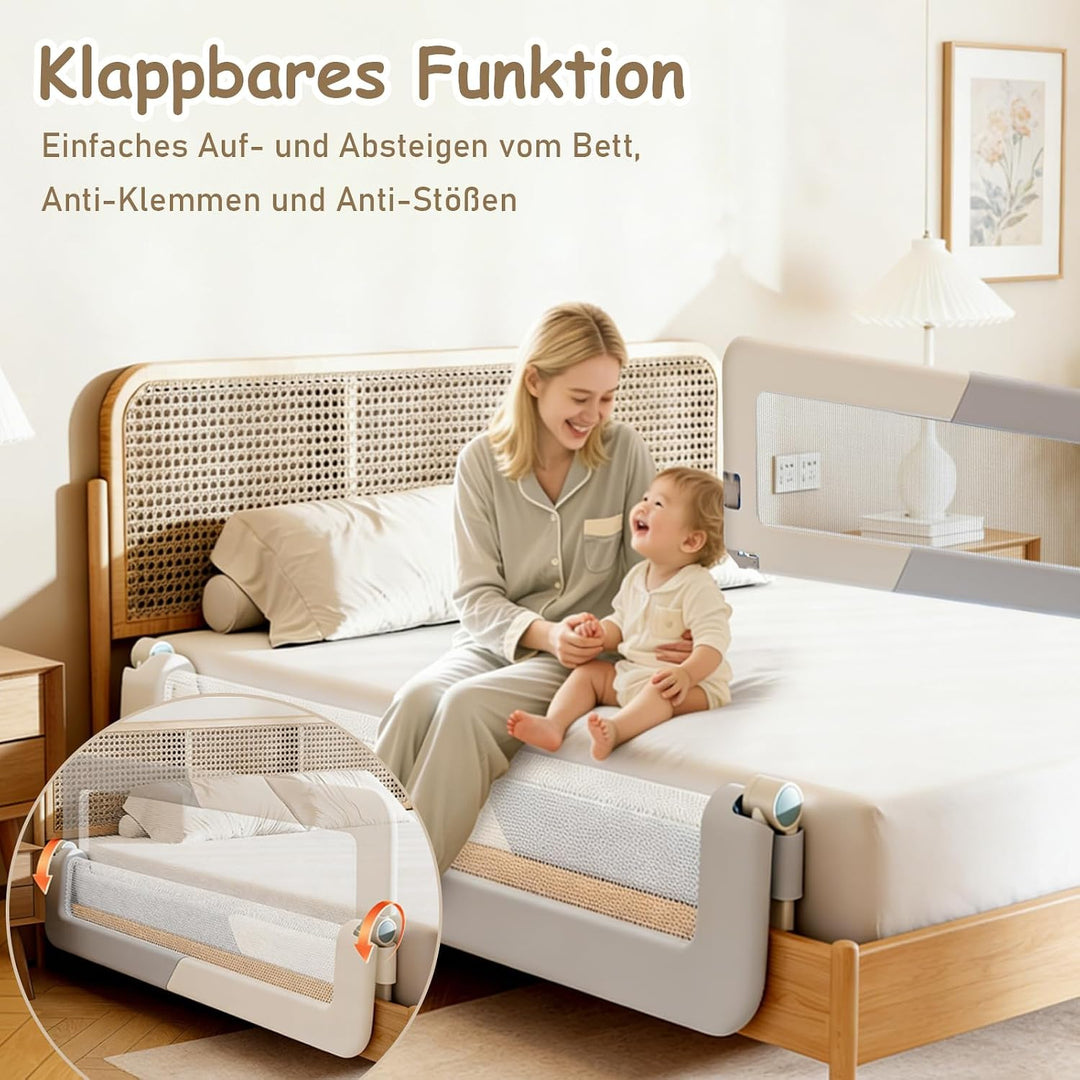 200cm Rausfallschutz Bett, Höhenverstellbar Bettschutzgitter Baby | Rausfallschutz Boxspringbett, Be