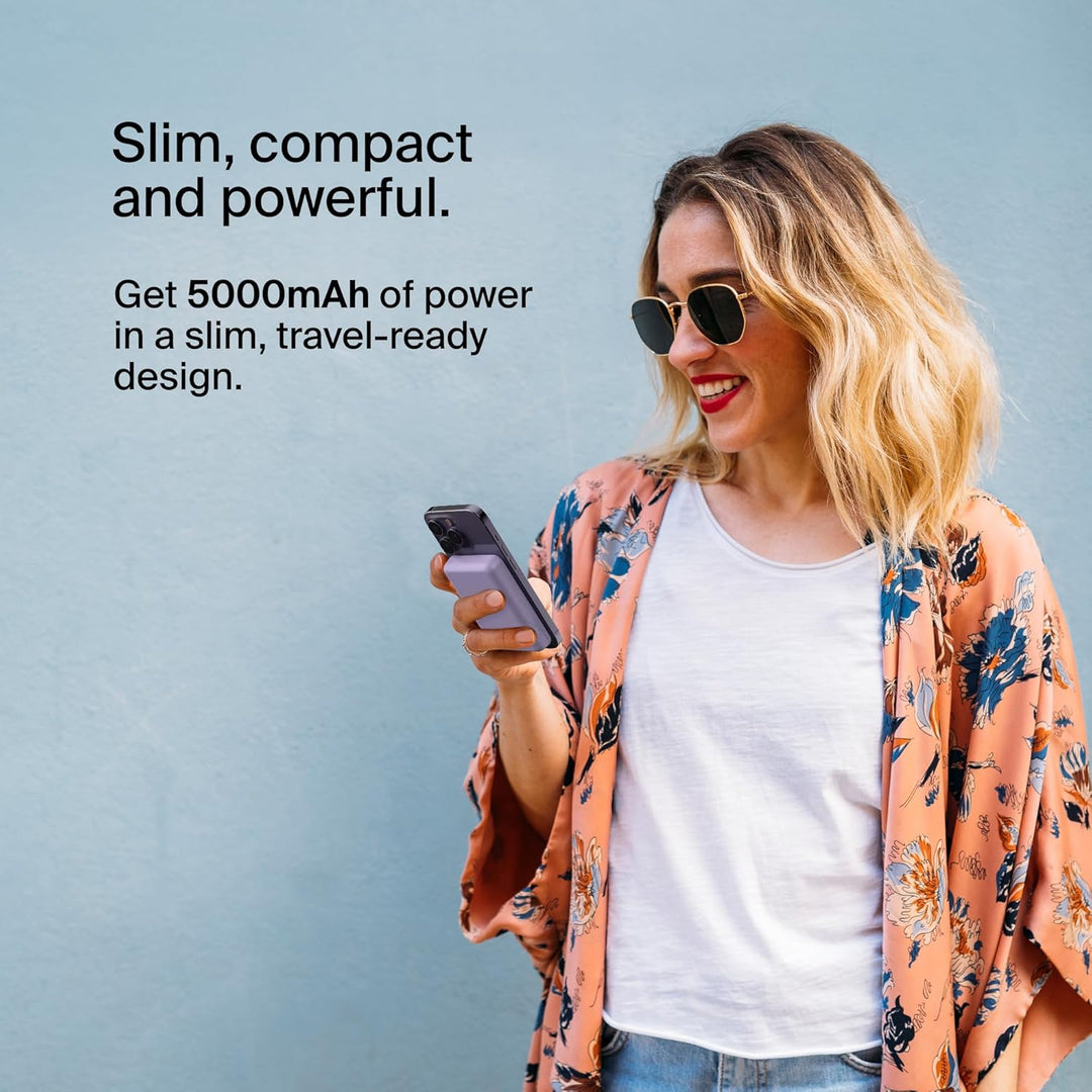 Belkin magnetische 5000-mAh-Powerbank, externer Handy-Akku, kompatibel mit MagSafe, mit Passthrough-