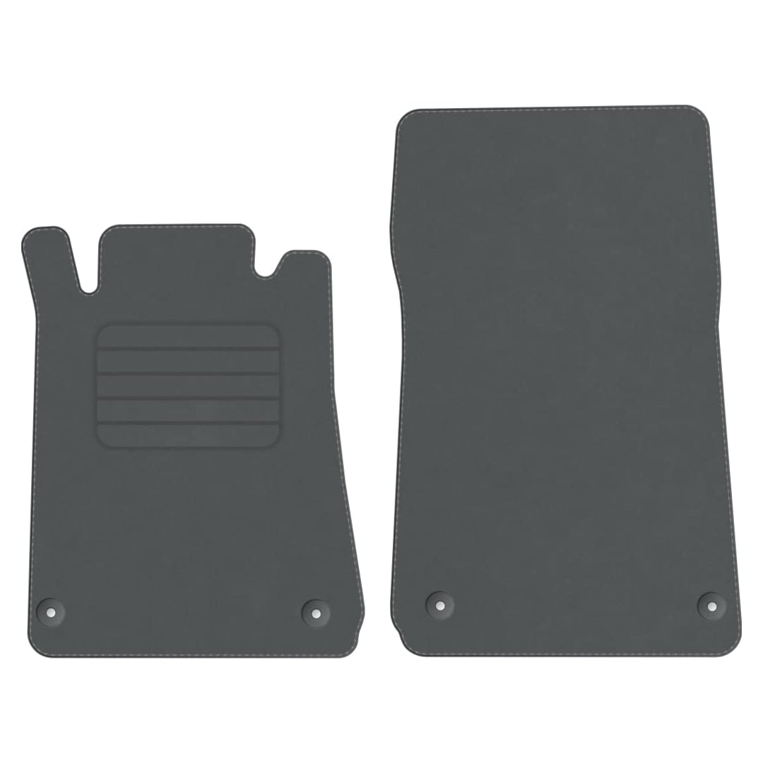 Premium Velourmattenset für Mercedes SLK R170 Bj. 1996 – 2004 PREM GRAU runde Befestigungen Mit Absa