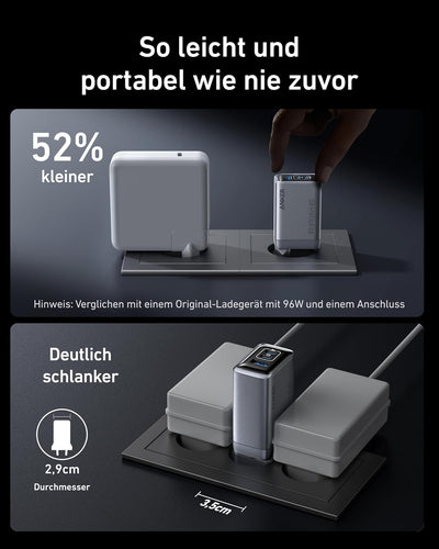 Anker Prime Ladegerät, 100W USB-C Ladegerät, 3 Port GaN faltbares und kompaktes Anker Wandladegerät,