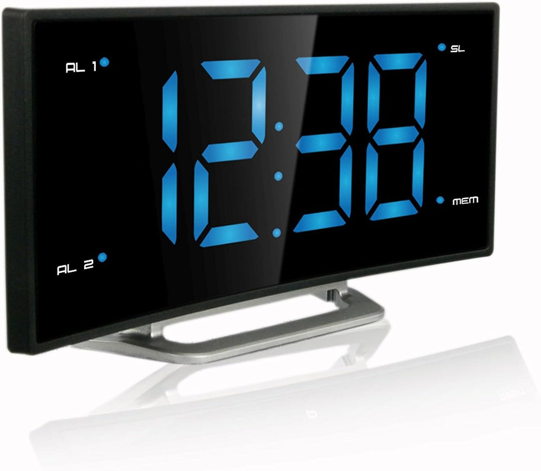 Technoline WT 460 grosses Display, curved Quarz-Wecker, blau, 171 x 87 x 40 mm, Blau