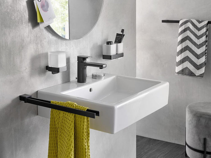 Emco loft Glashalter mit 1 Glas zur Wandmontage, eleganter Zahnbürstenhalter aus Aluminium und Krist