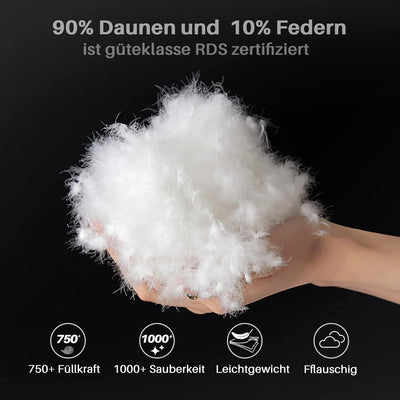 Homyrium Daunendecke 135x200 Winter 90% Daunen und 10% Federn, 100% Baumwolle Winterdecke Bettdecke