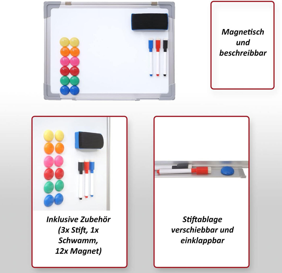 Whiteboard HWC-C84, Magnettafel Memoboard Pinnwand, inkl. Zubehör - 40x30cm 30 x 40 x 2 cm 40x30cm