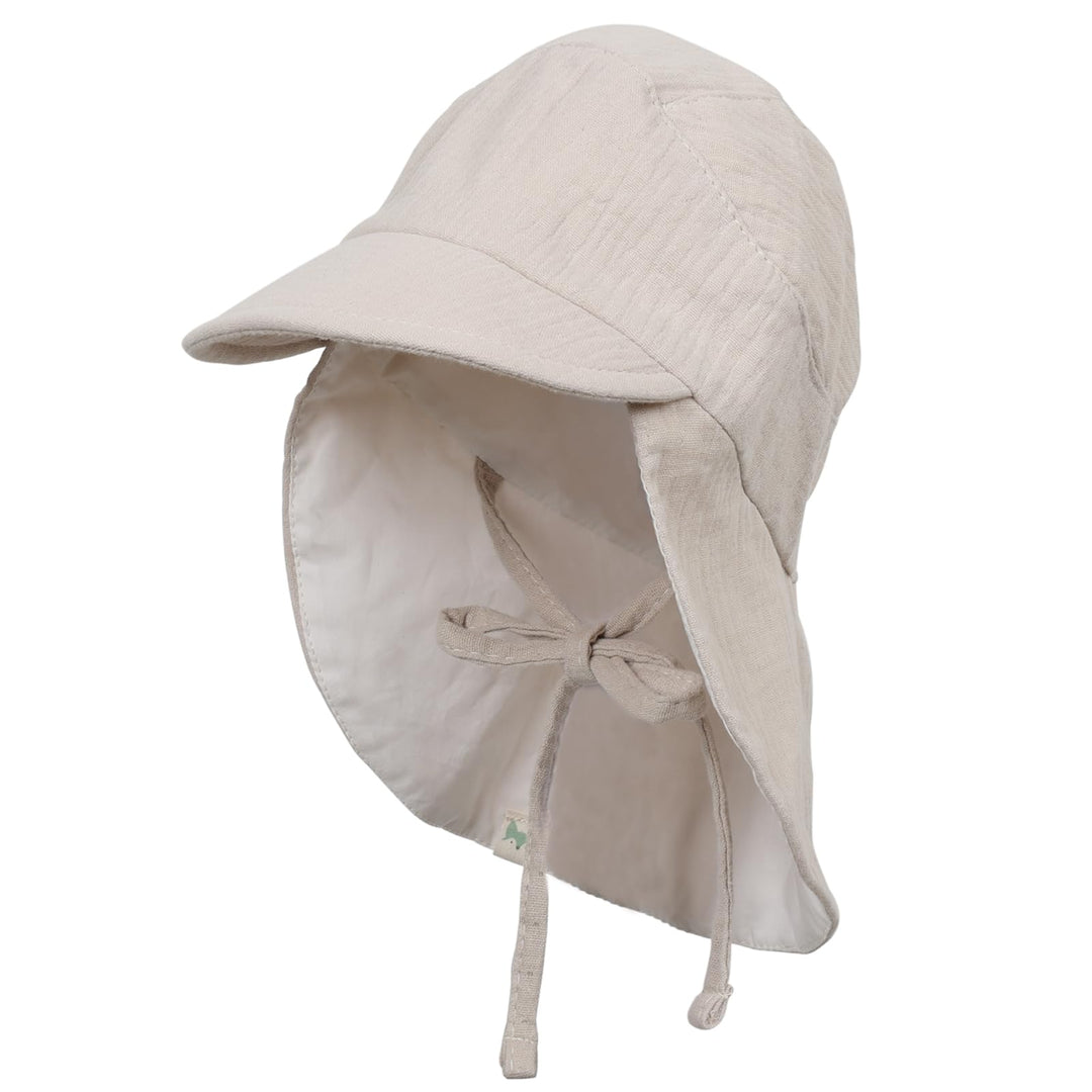 Petinard Label Musselin Schirmütze Sonnenhut mit Nacken- und Ohrenschutz UV-Schutz (UPF 50+) für Bab