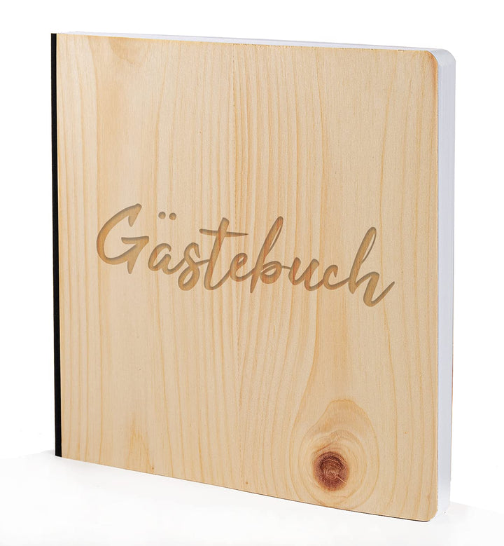 Gästebuch mit edlem Echtholz Zirbenholz Cover in der Grösse 20 x 20cm 192 beschreibbare Seiten hochw
