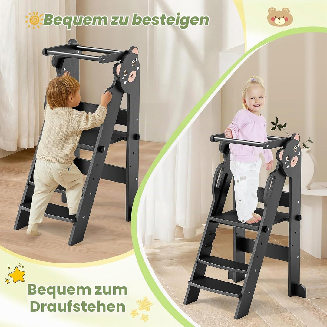 Montessorianischer Klappturm für Kinder, Montessori Learning Tower höhenverstellbar 18 Monate Kinder