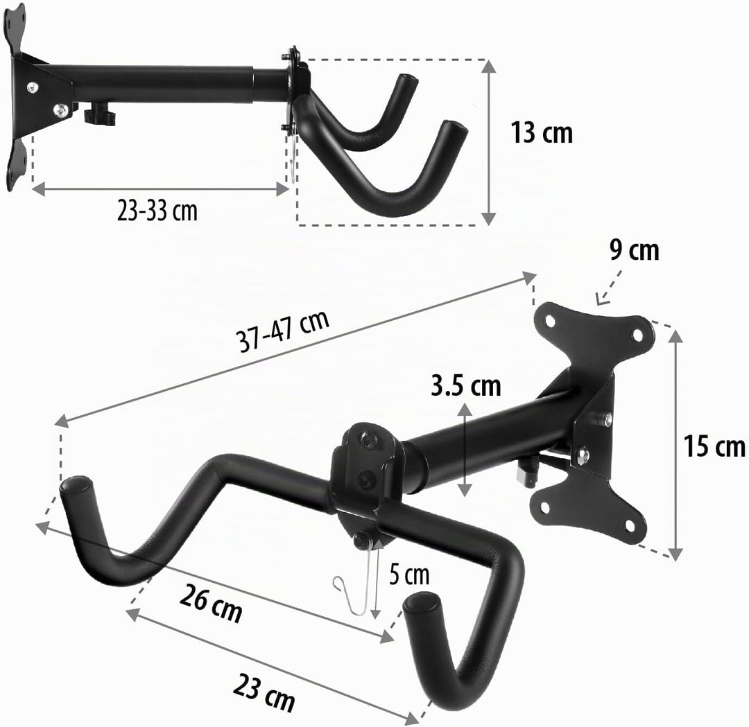 Maclean Fahrrad Wandhalterung | Verstellbare Stahlhalterung für Fahrräder bis 30 kg | Klappbar &amp; pla