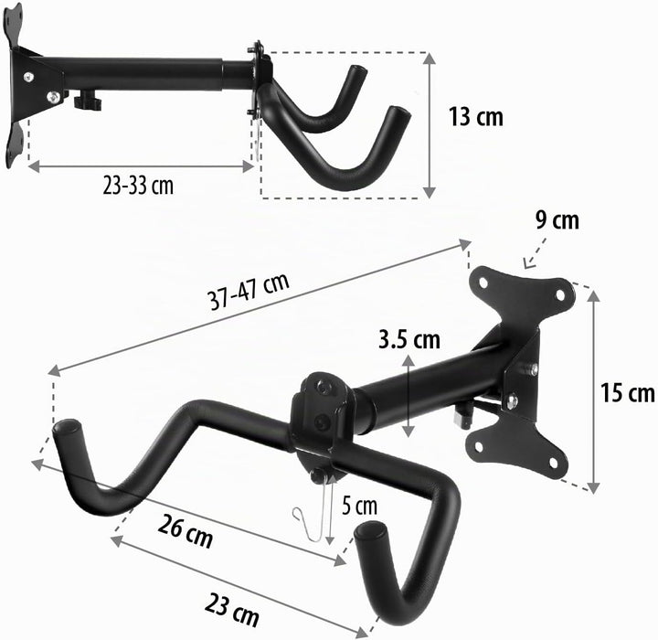 Maclean Fahrrad Wandhalterung | Verstellbare Stahlhalterung für Fahrräder bis 30 kg | Klappbar &amp; pla