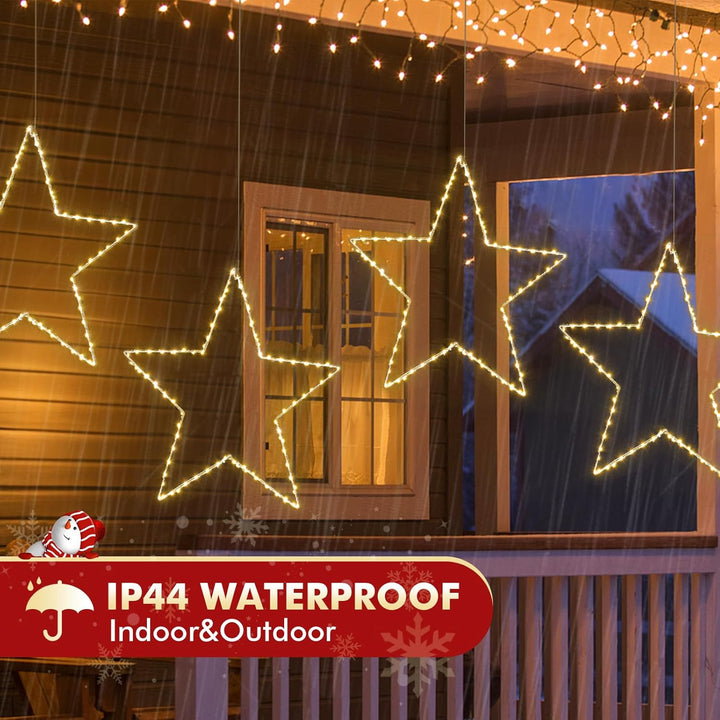 2 Stück LED Weihnachtsstern Beleuchtung, faltbar XXL 50cm Weihnachtsfenster Stern mit 70 warmweissen