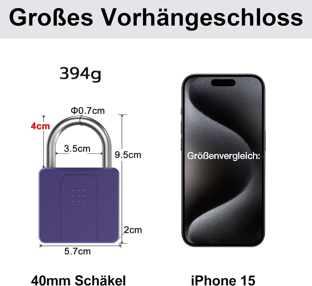 Vorhängeschloss Fingerabdruck, Anweller Vorhängeschloss, Schloss mit Schlüssel, Vorhängeschloss Wett