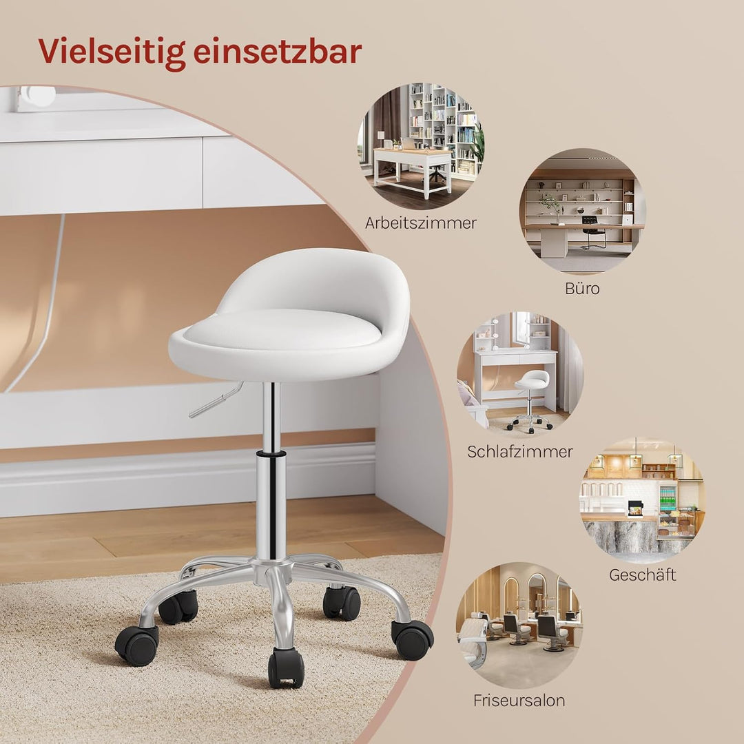 WOLTU Hocker Schminktisch, Bürohocker mit Rollen, Schminktisch Stuhl höhenverstellbar, Drehstuhl für